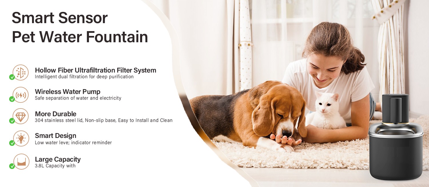 BPA-free plastic pet water fountain with multiple drinking levels