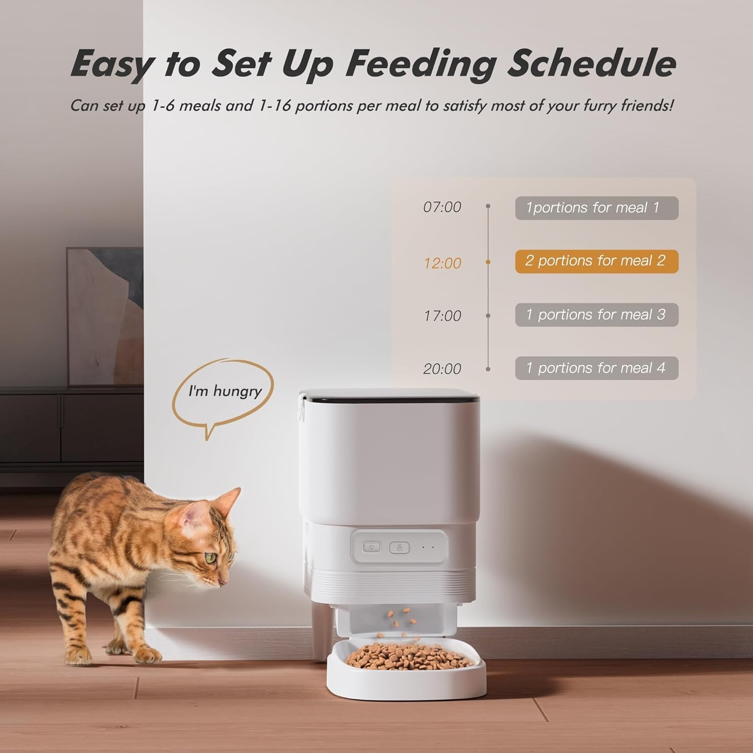 Smart pet feeder with app control for portion management and scheduled feeding