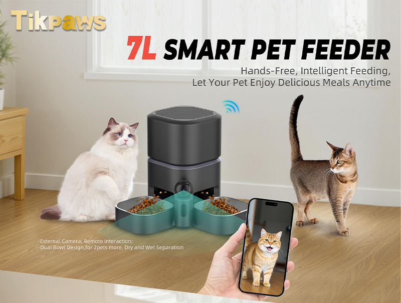 Dual-Bowl Smart Feeder with portion control for multiple pets
