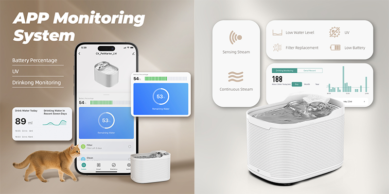 Fountain control settings in the app