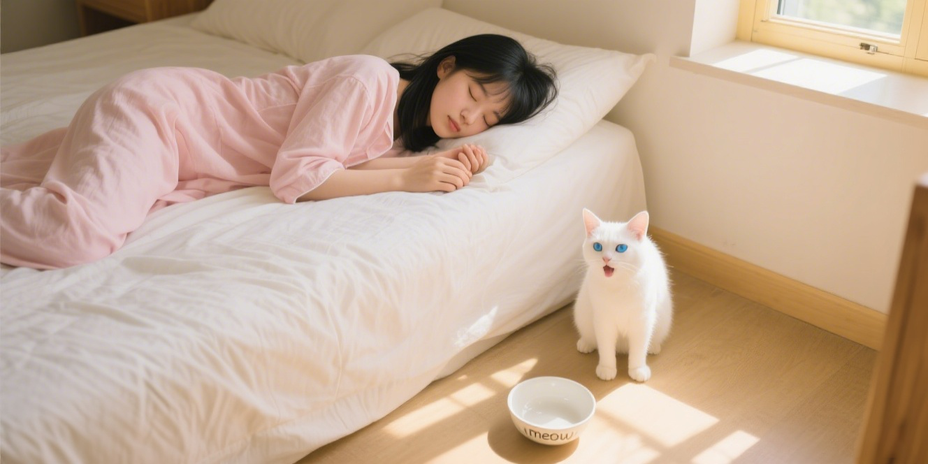 Cat observing calendar, illustrating feline time perception