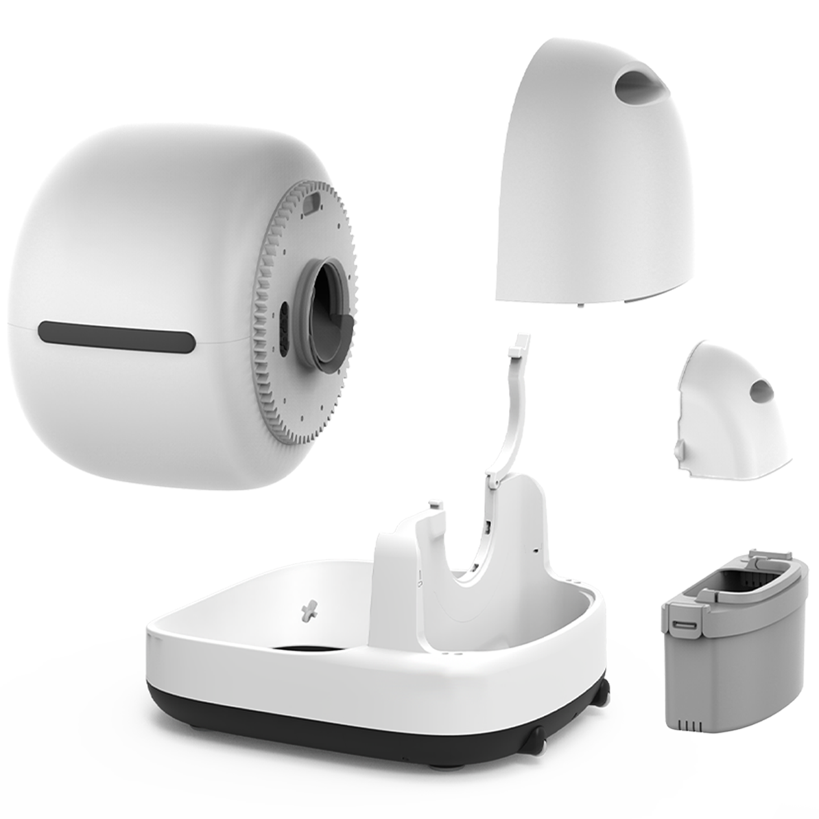 Smart litter box showing spacious interior design