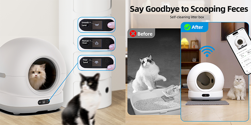 Tikpaws Smart Litter Box sensor indicators showing different alert statuses
