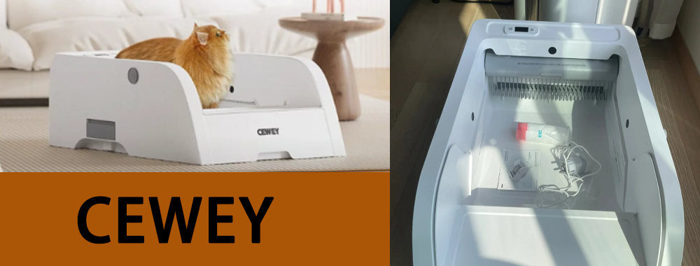 Cewey smart litter box with low entry design and quiet operation